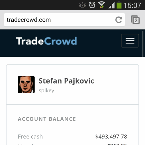 mobile view of a profile on TradeCrowd